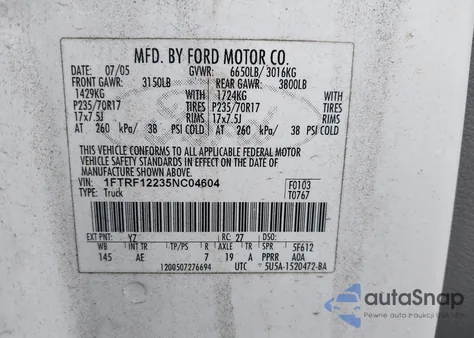 2008 Ford F-150 Stx/Xl/Xlt z USA, uszkodzony, nr VIN 1FTRF12268KD89334